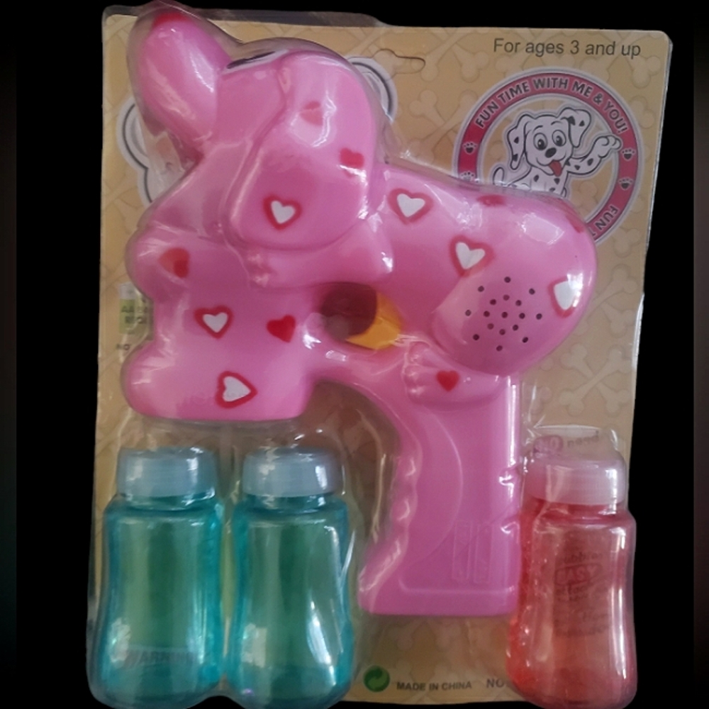 PINK Bubble Gun Blower with flashing LED Light & Music